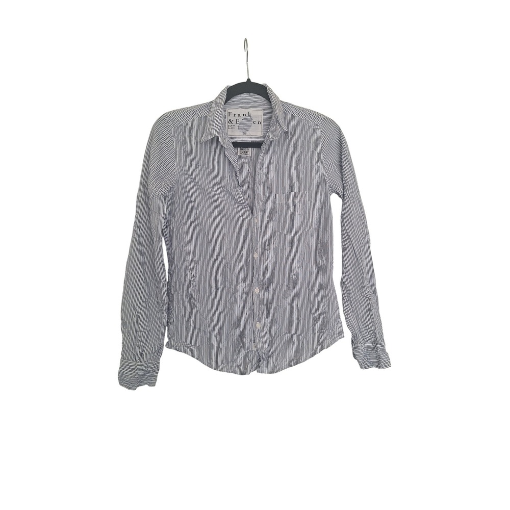 Frank & Eileen Barry Blue White Pinstripe Cotton Button Down Shirt XS